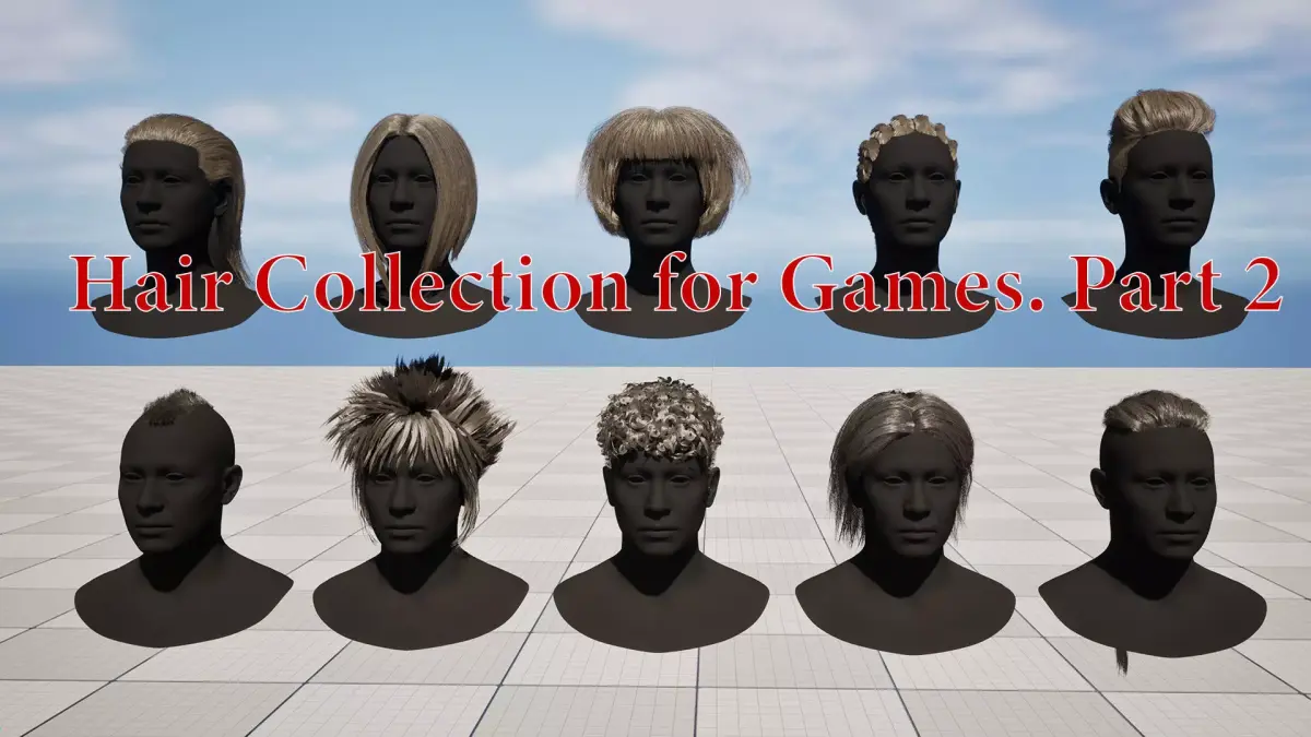 Pack real time hairstyles part 2 Low-poly 3D model