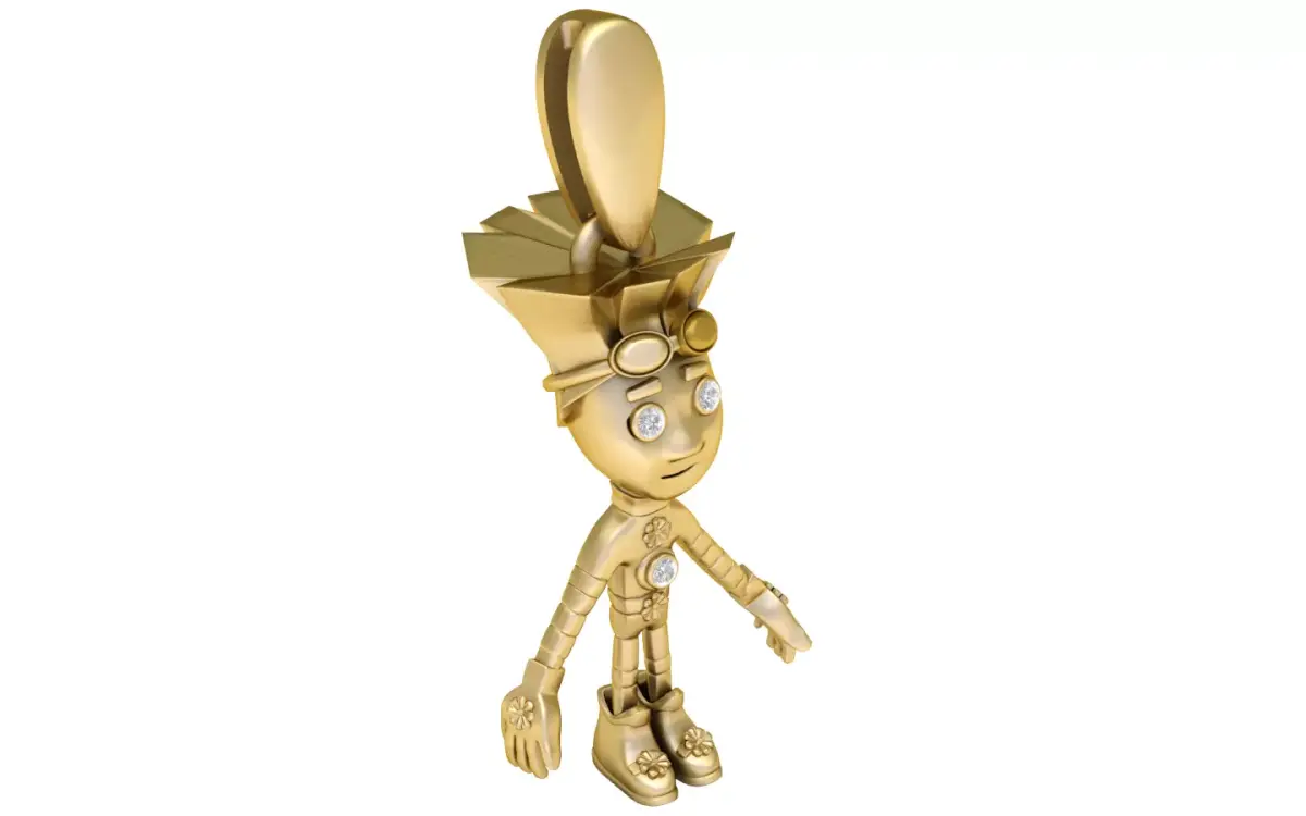 Golden Robot Character Pendant 3D Printable Model 3D print model