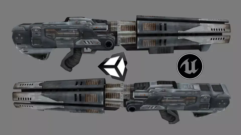 Laser rifle stylish gun low-poly 3D model Low-poly 3D model