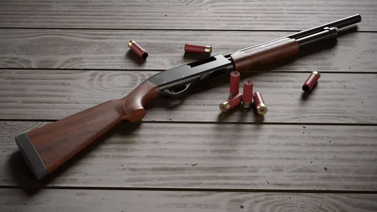 Shotgun wooden Low-poly 3D model