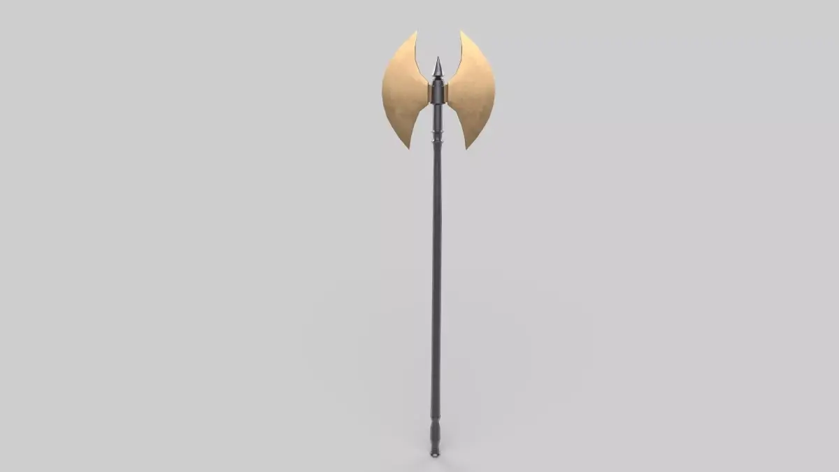 Battle axe Low-poly 3D model 11
