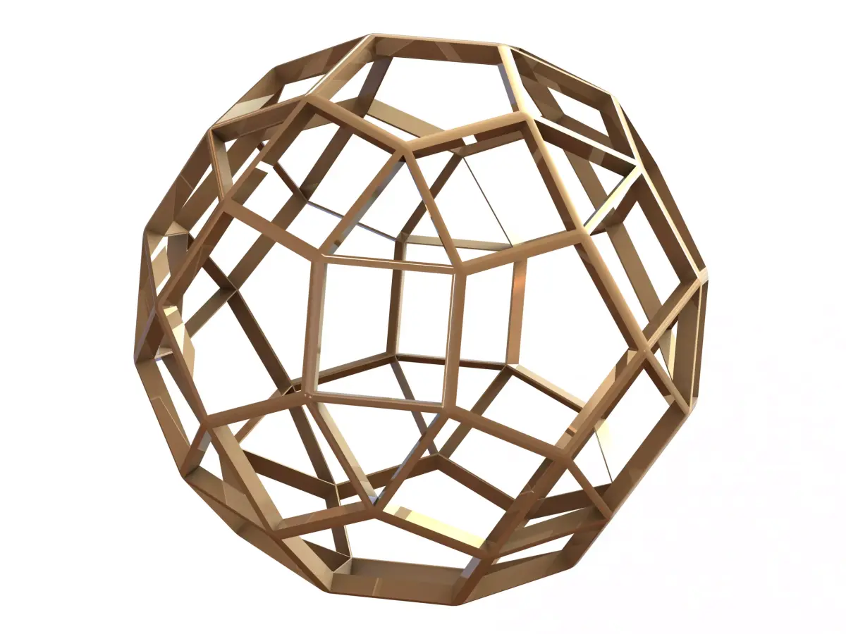 Wireframe Shape Rhombicosidodecahedron 3D print model