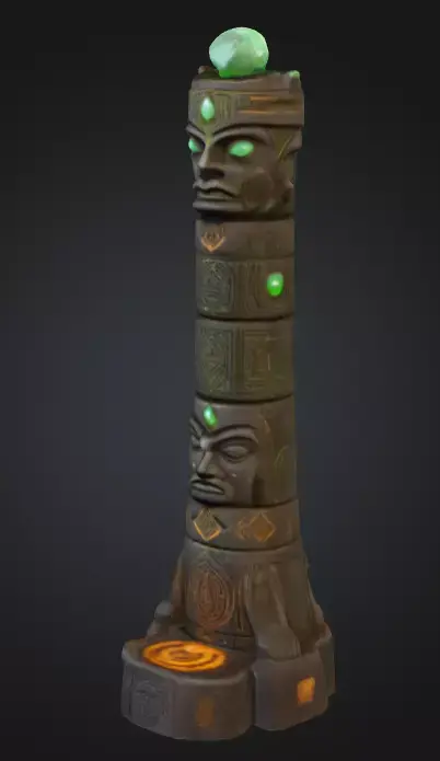 Emerald Totem Low-poly 3D model