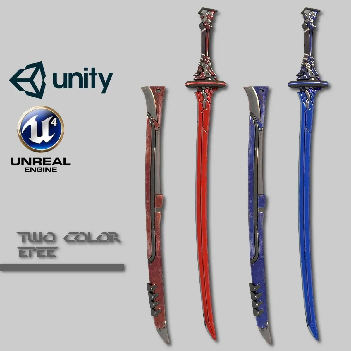 Two Colors Epee Low-poly 3D model