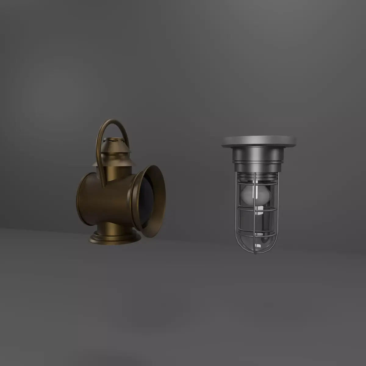 Railway lantern Low-poly 3D model