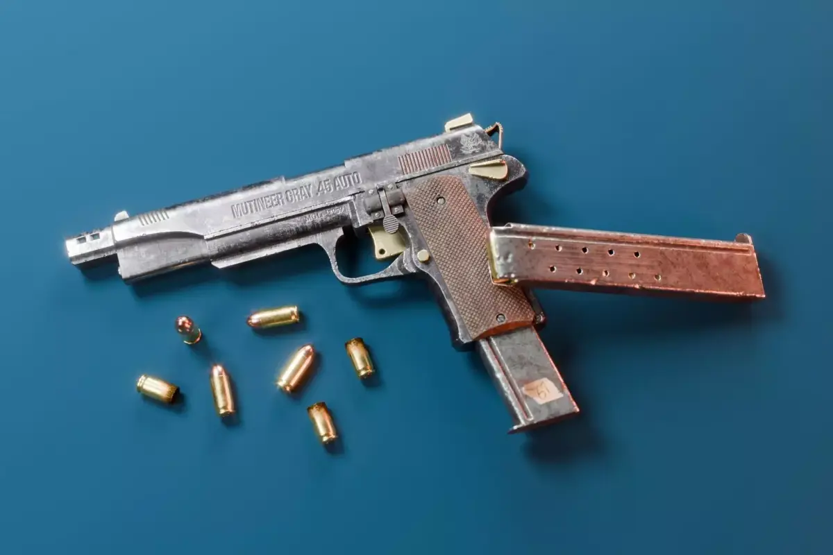 Post-apocalyptic 45 m1911 Handgun Low-poly 3D model