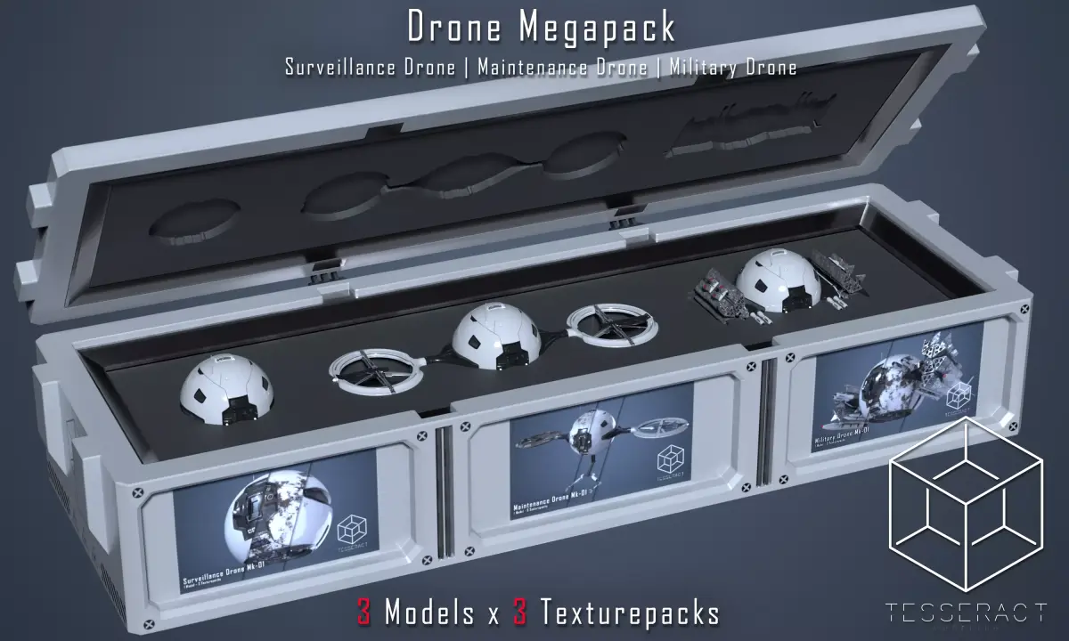 SciFi Drone Megapack 3D Model Collection