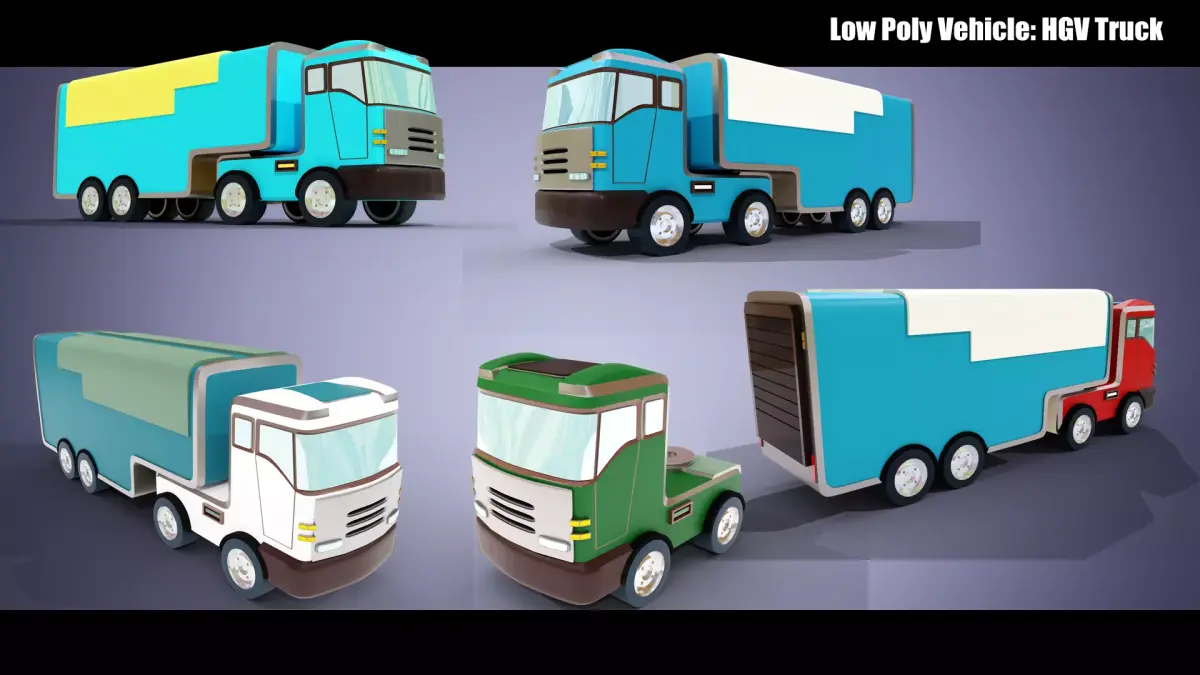 Low Poly Vehicle -  HGV Truck Low-poly 3D model