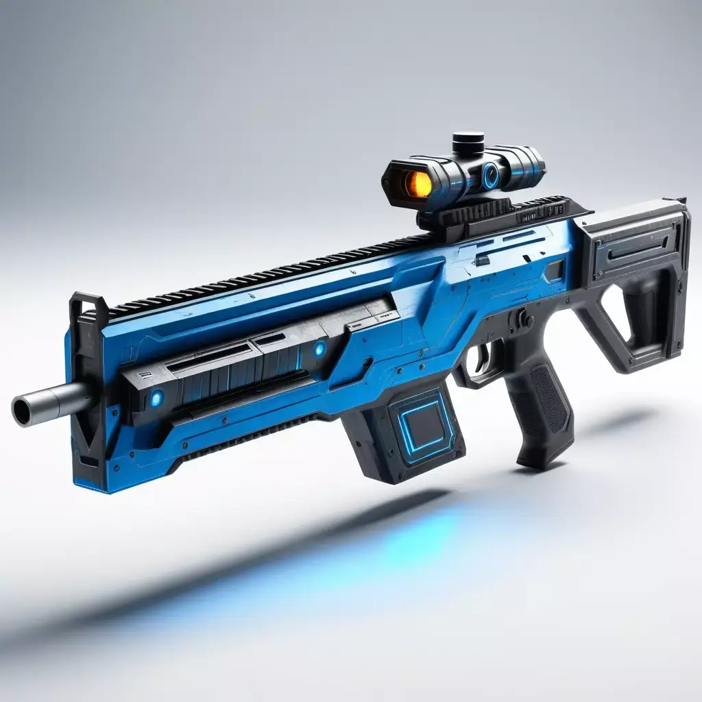 Futuristic Pulse Rifle with Blue Ammo Counter 3D model