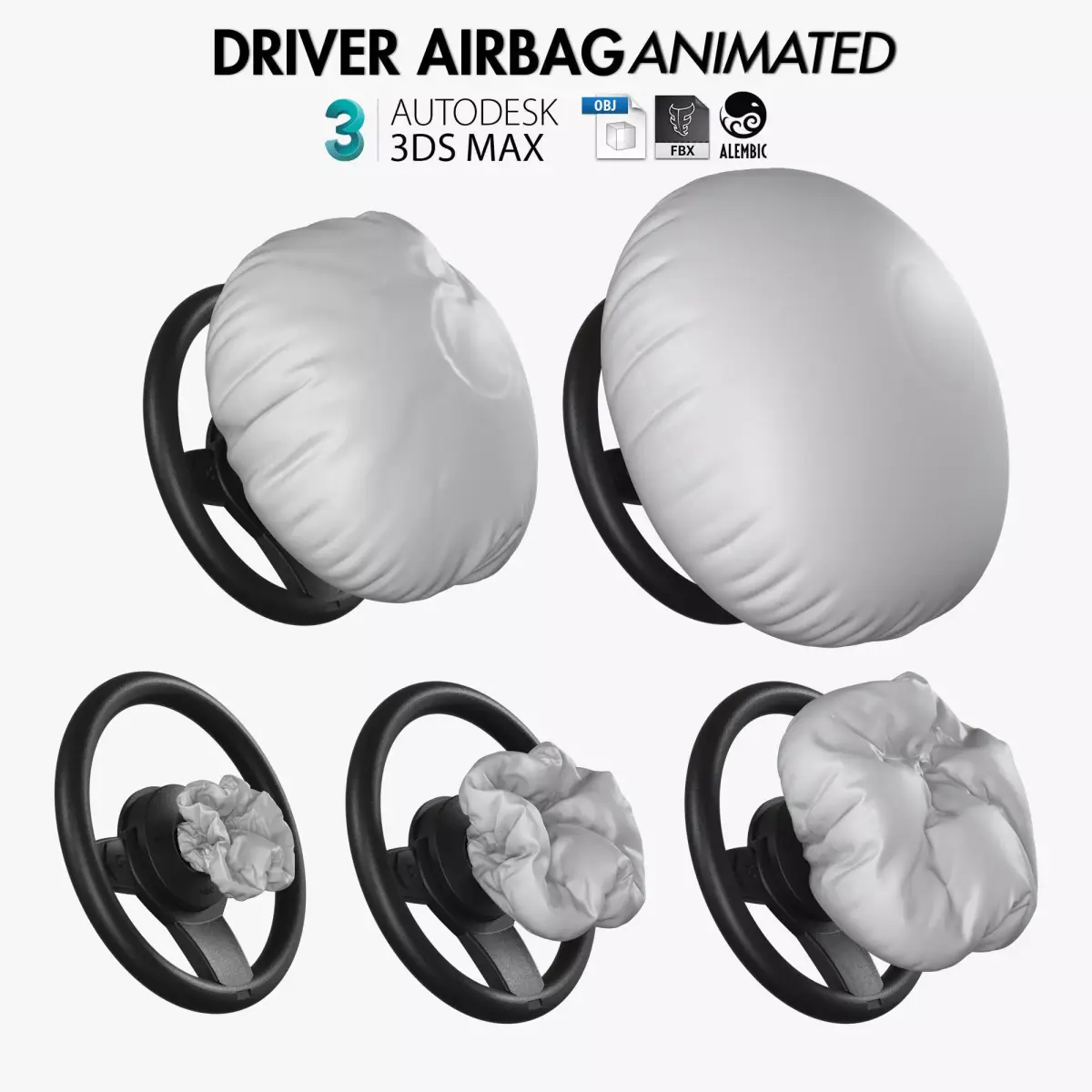 Driver Airbag Animated 3D model