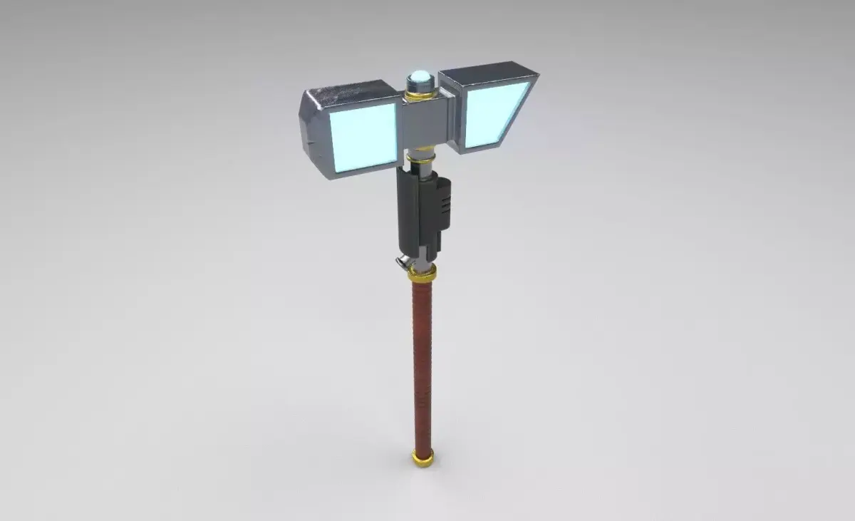 Stylized sci-fi force hammer Low-poly 3D model
