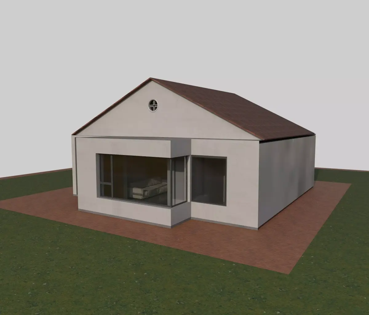 Modern House with Interior Low-poly 3D model