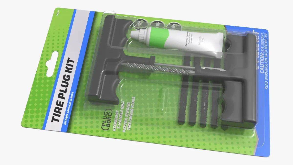 Universal Tire Plug Repair Kit with Sealant in Package 3D model