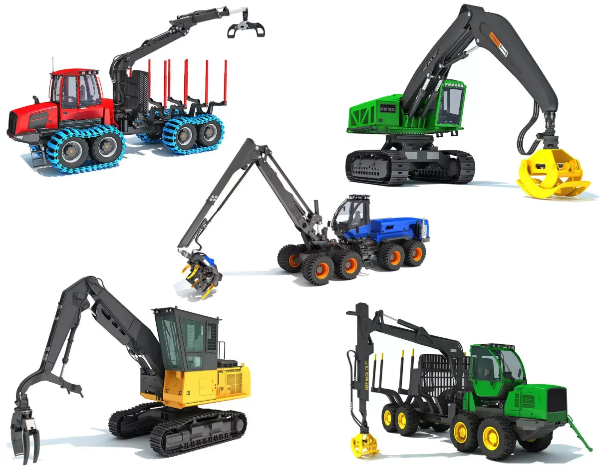 Forestry Machinery Set 3D Model Pack