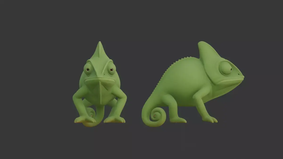 Cameleon 3D scan print Low-poly 3D model