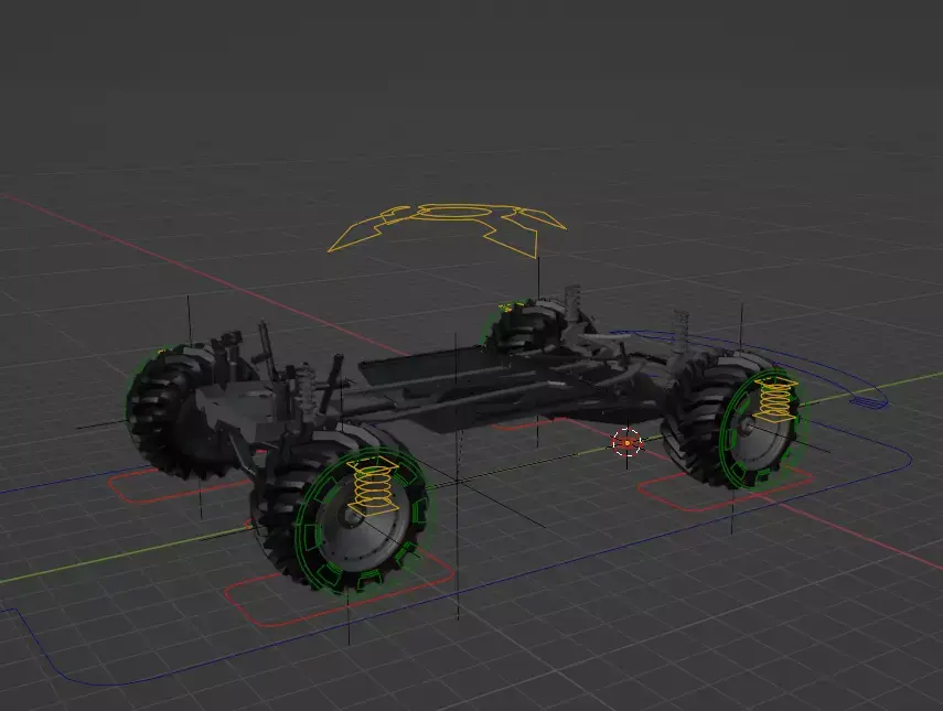 Off-Road Chassis Rigged 3D Model  Low-poly 3D model