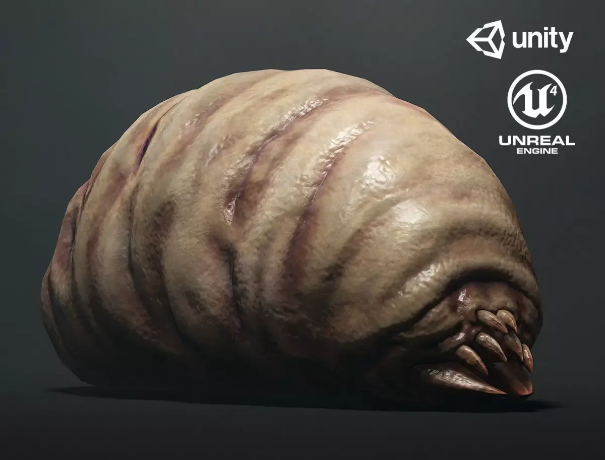 Land Larva1 - Game Ready Low-poly 3D model Low-poly 3D model