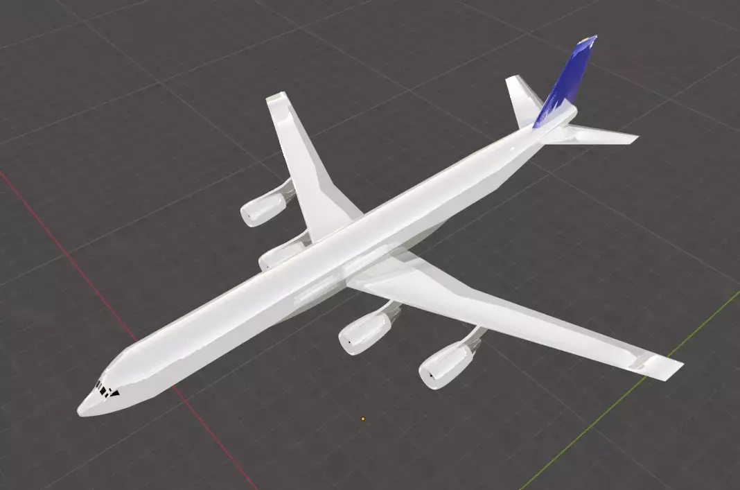 Fictional Quad Engine Modernized 1950s Jetliner DC-8-73 Inspired Low-poly 3D model