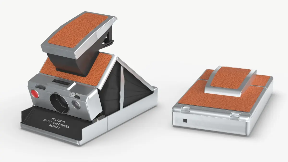 SX-70 Land Series Folding Camera Brown Rigged for Cinema 4D 3D model