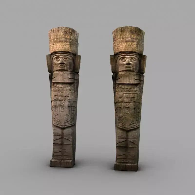 Low poly ancient stone statue Low-poly 3D model