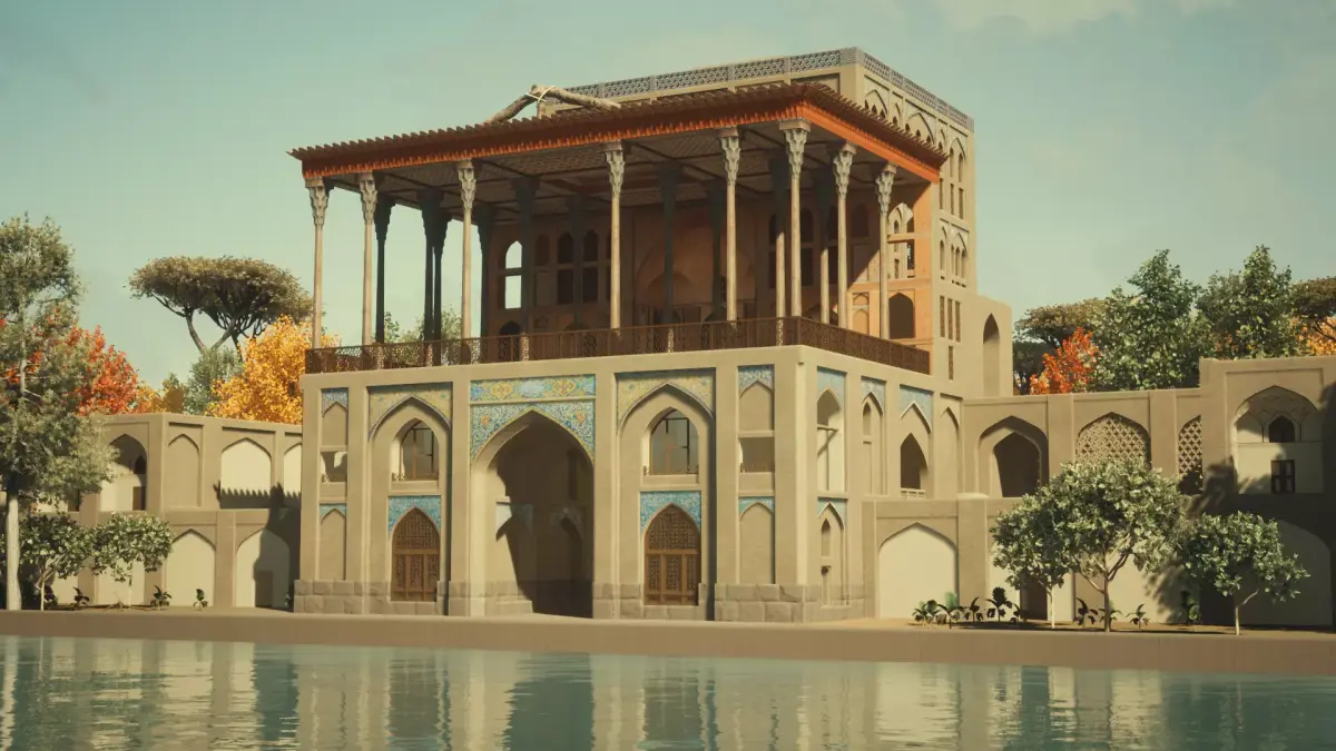 AliQapu traditional iranian palace Low-poly 3D model