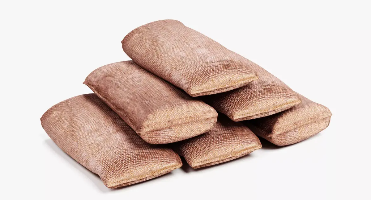Jute Sacks Stack - Burlap Bags Pile 3D model