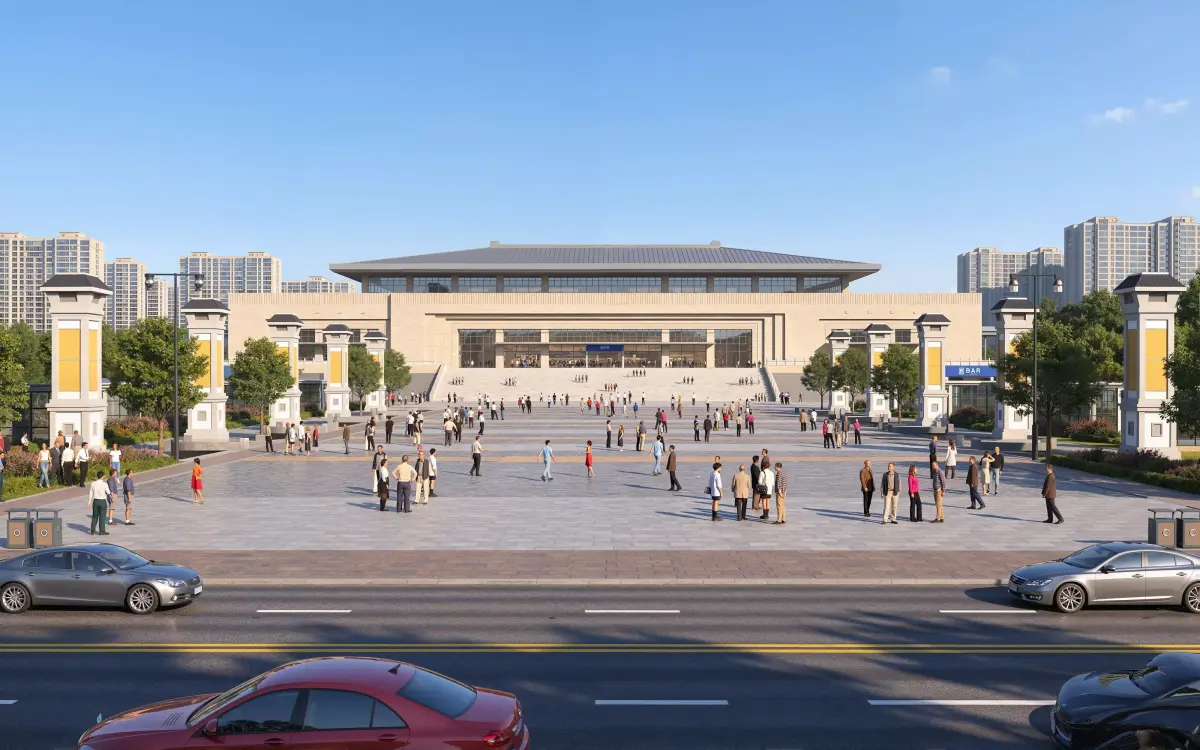 Large transport hub railway station high-speed rail station 3D model