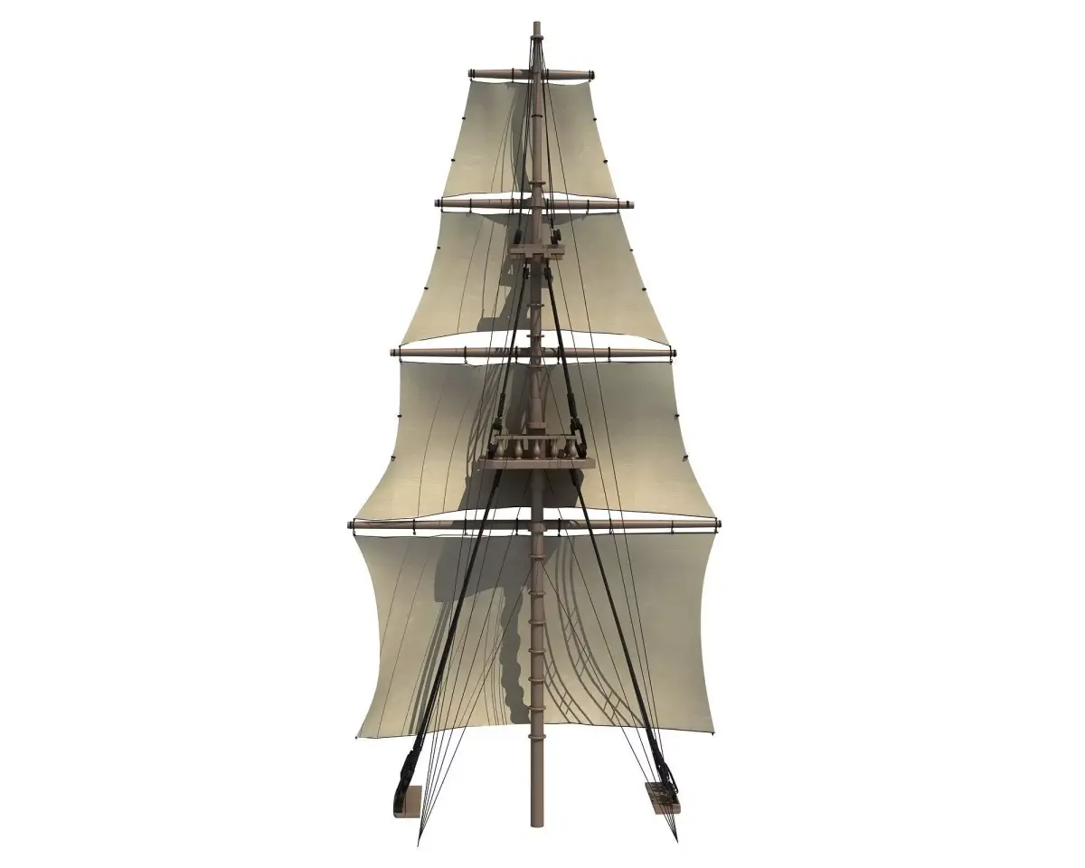 White Sailing Ship Mast 2 3D model