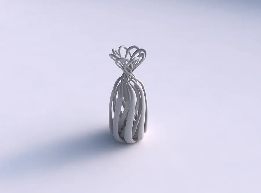 Vase double twisted with squeezed top part widened top 3D print model