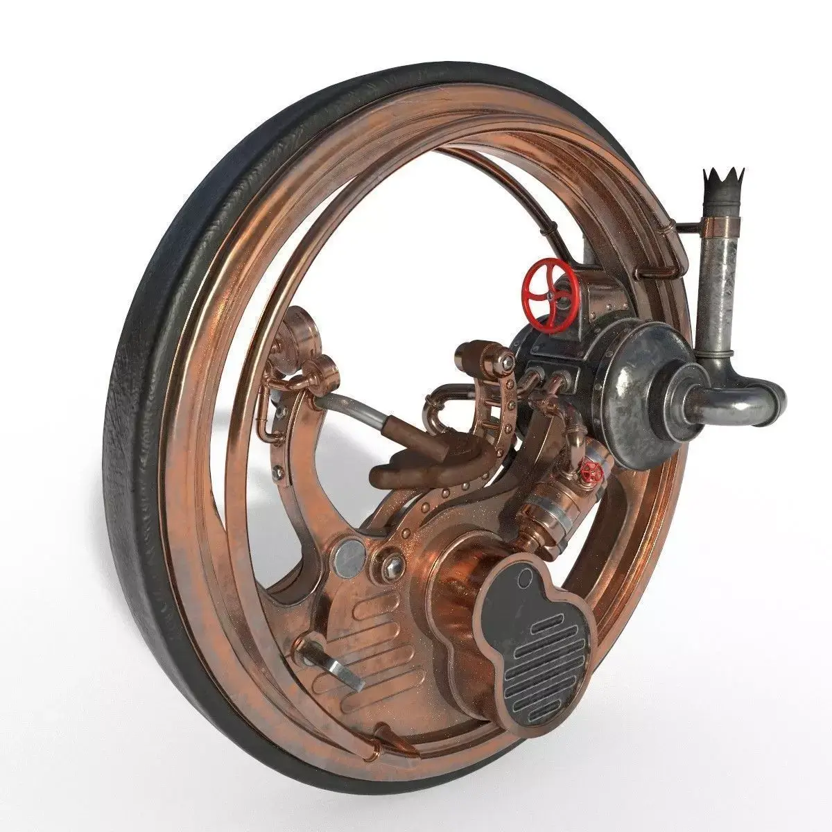 Steampunk monowheel PBR low poly Low-poly 3D model