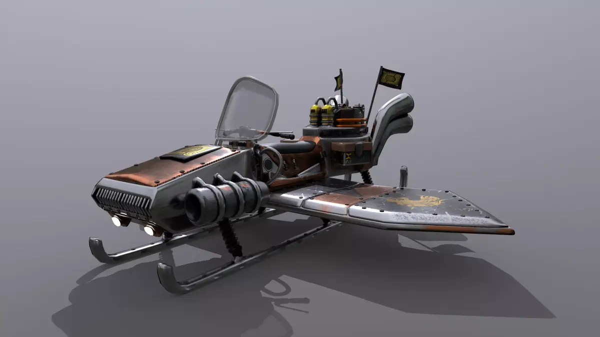 Flying steampunk motorcycle 3D model