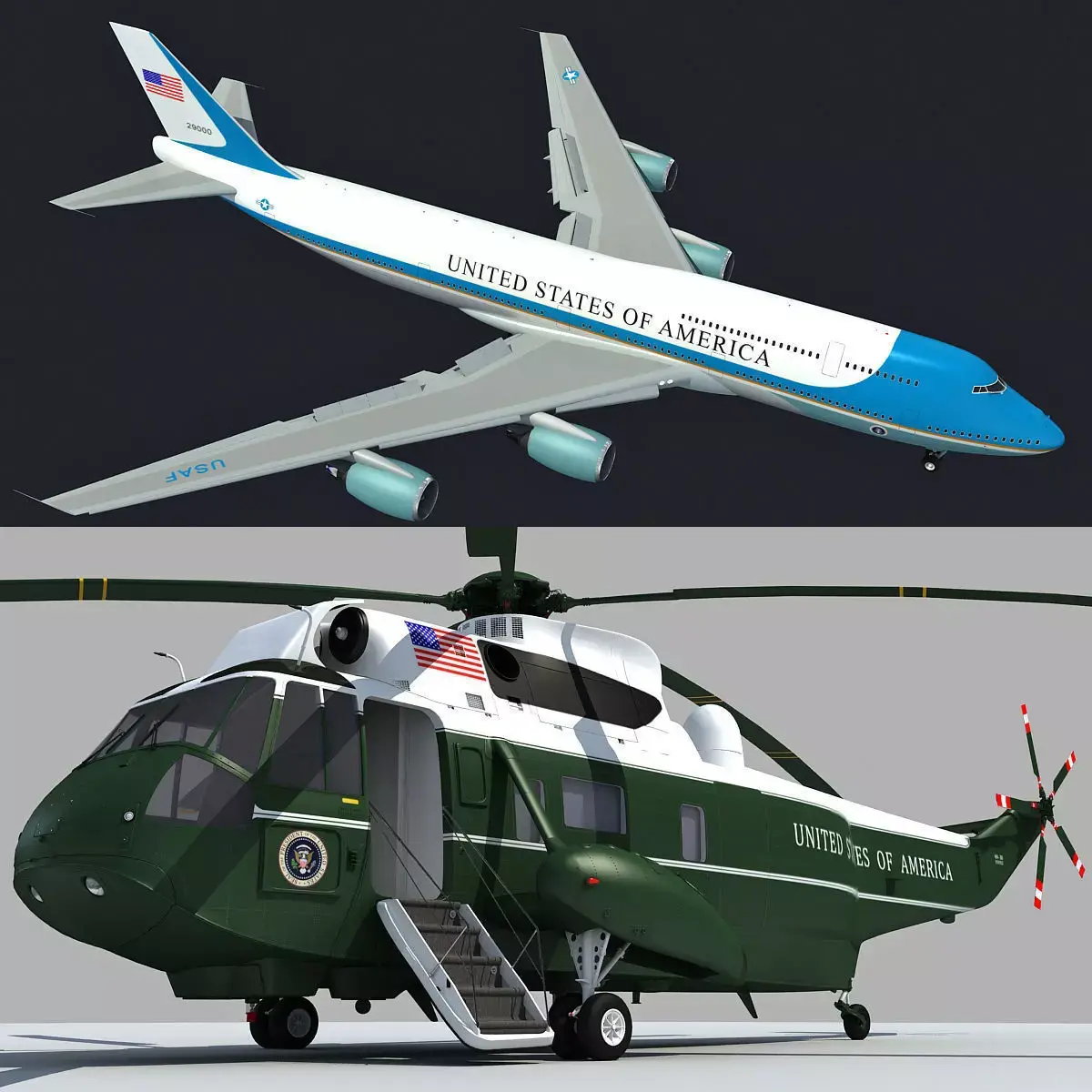 Boeing Air Force One and Marine One 3D model