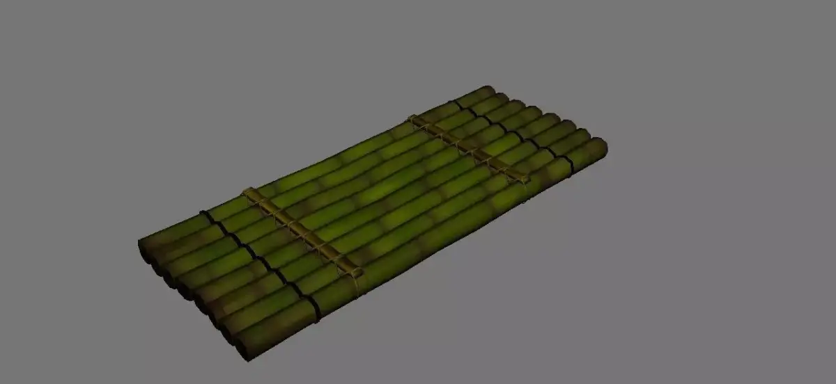 bamboo boat Low-poly 3D model