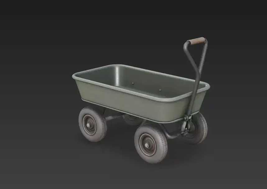 Heavy Duty Garden Utility Wagon Metal Cart PBR 3D model