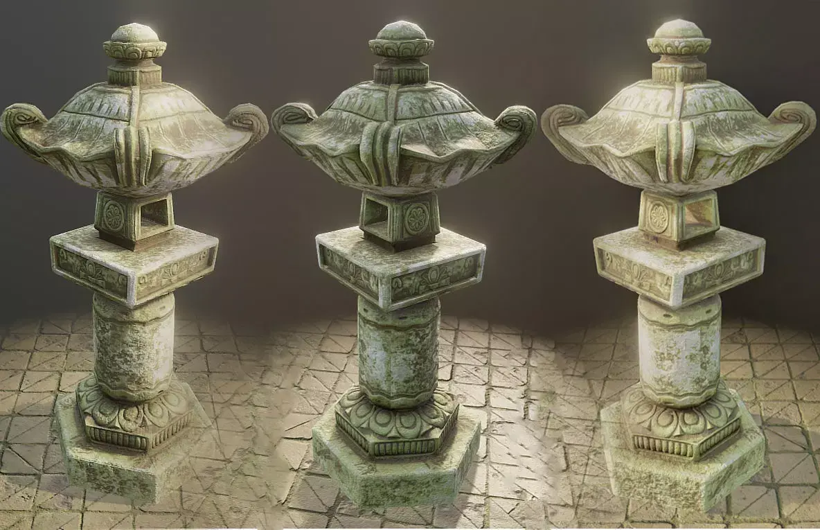 Shogun Temple Pillar PBR Low Poly Low-poly 3D model