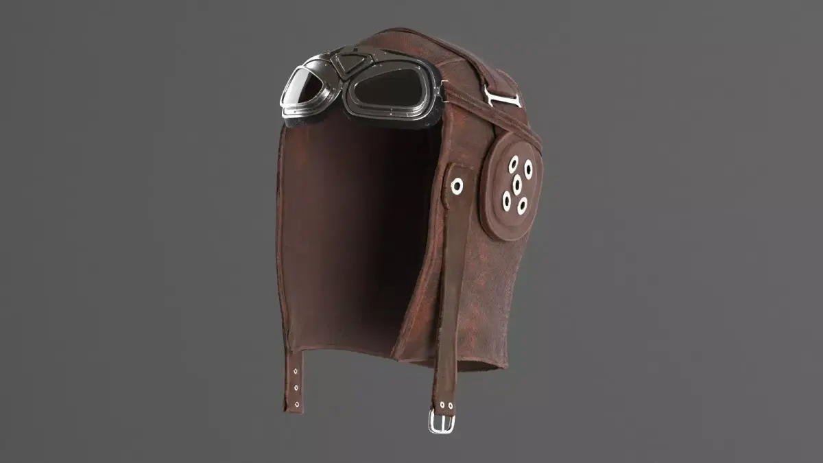 WWII Aviator goggles and hat 3D model