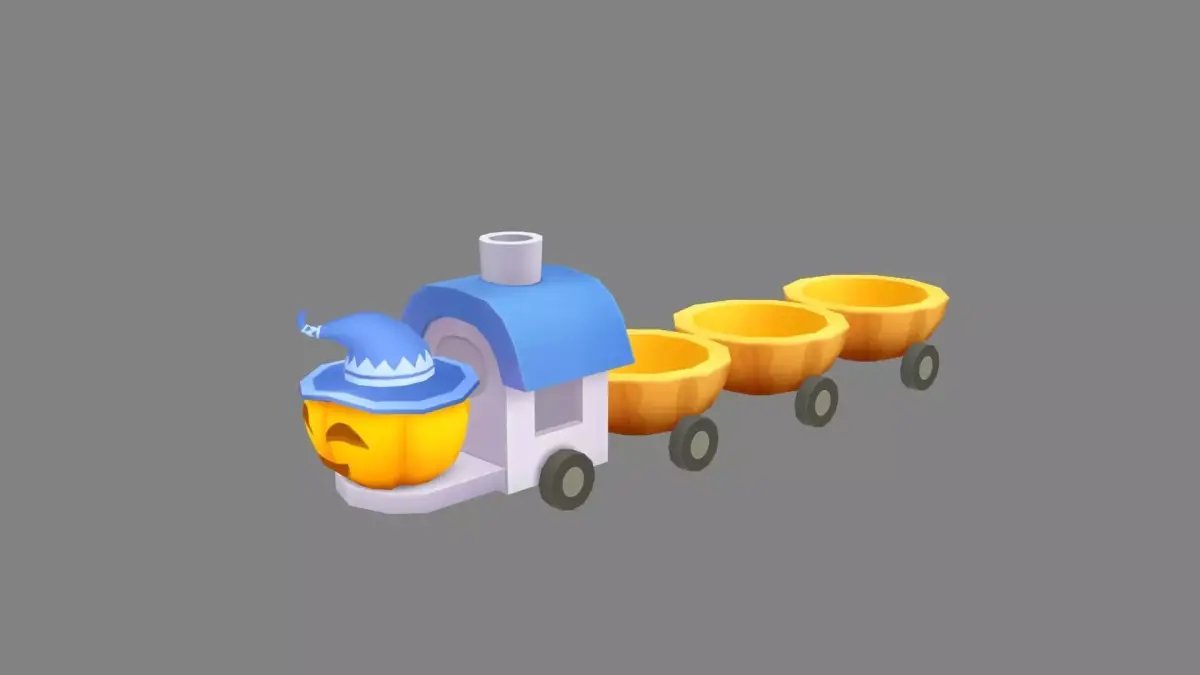 Cartoon pumpkin train toy - Halloween pumpkin cart Low-poly 3D model