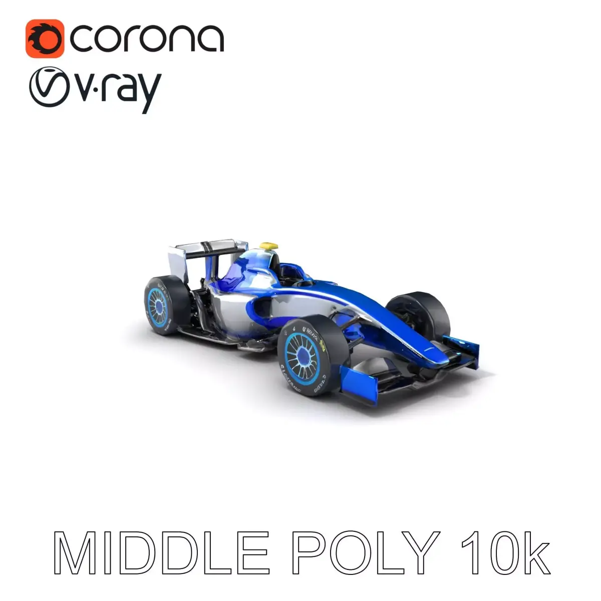 Neon Blue Formula  Vehicle Model Pack Low-poly 3D model