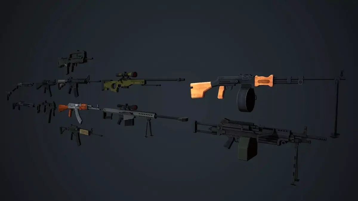 Weapons Pack Low Poly Mobile Ready Low-poly 3D model