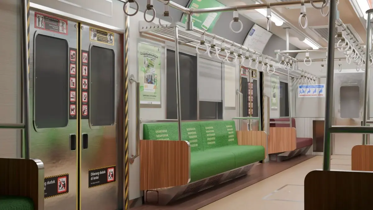 Train Indonesia Interior Low-poly 3D model