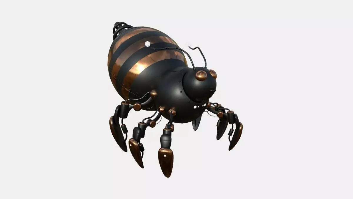 Cute Robot E04 Black Bronze - SciFi Character Design Low-poly 3D model