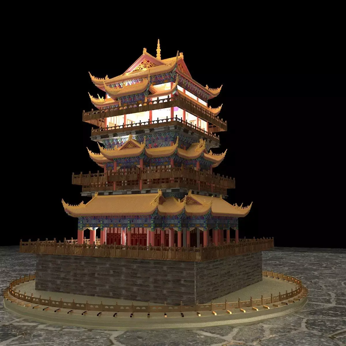 Chinese ancient tower  3D model buy