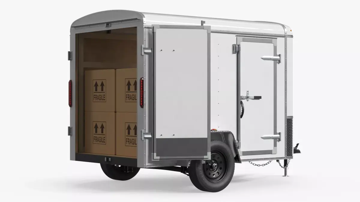 Compact Cargo Trailer with Packed Cartons 3D model