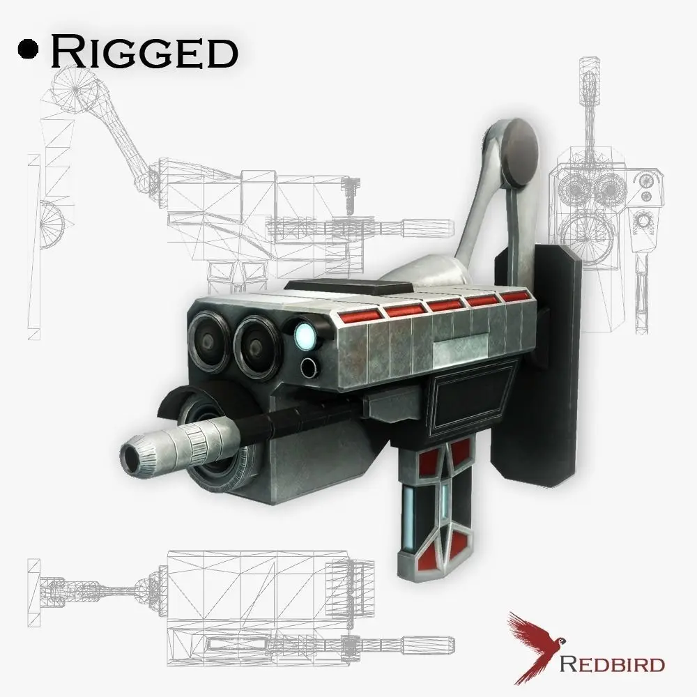 Security camera 02 sci-fi low poly rigged Low-poly 3D model