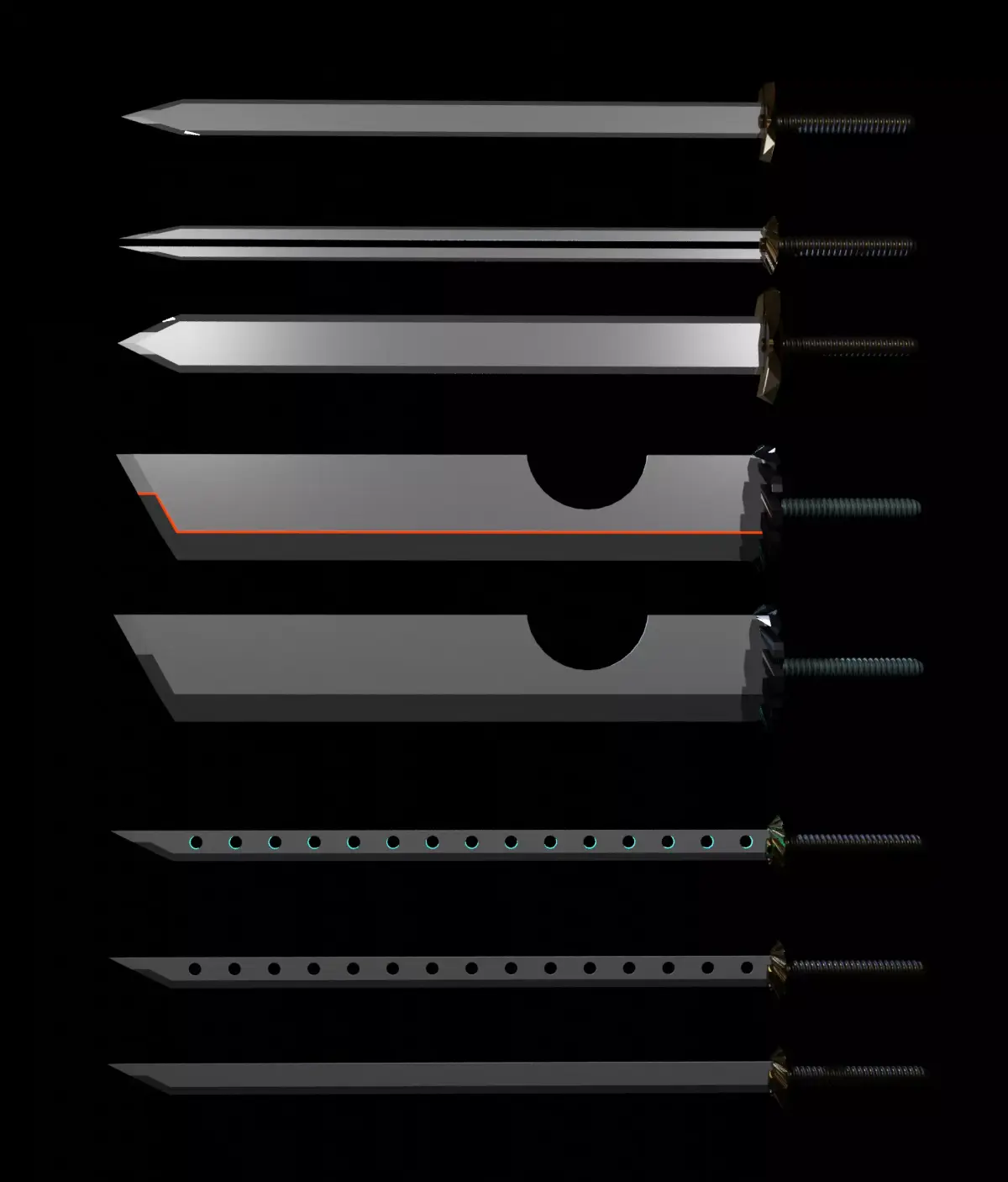 Sci-Fi Sword Pack Free low-poly 3D model
