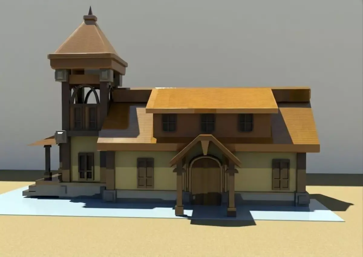 Low Poly Church 3D Model Stylized Architecture Game Ready Low-poly 3D model