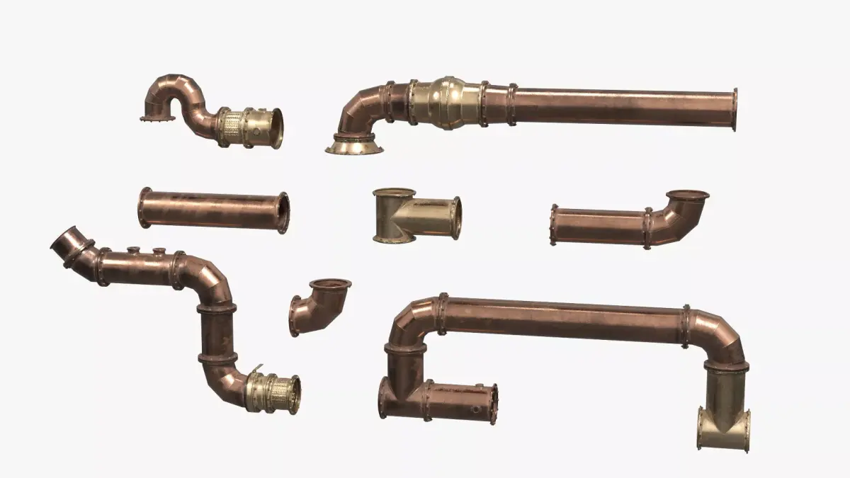 Industrial Copper Plumbing Pipe Set 3D model