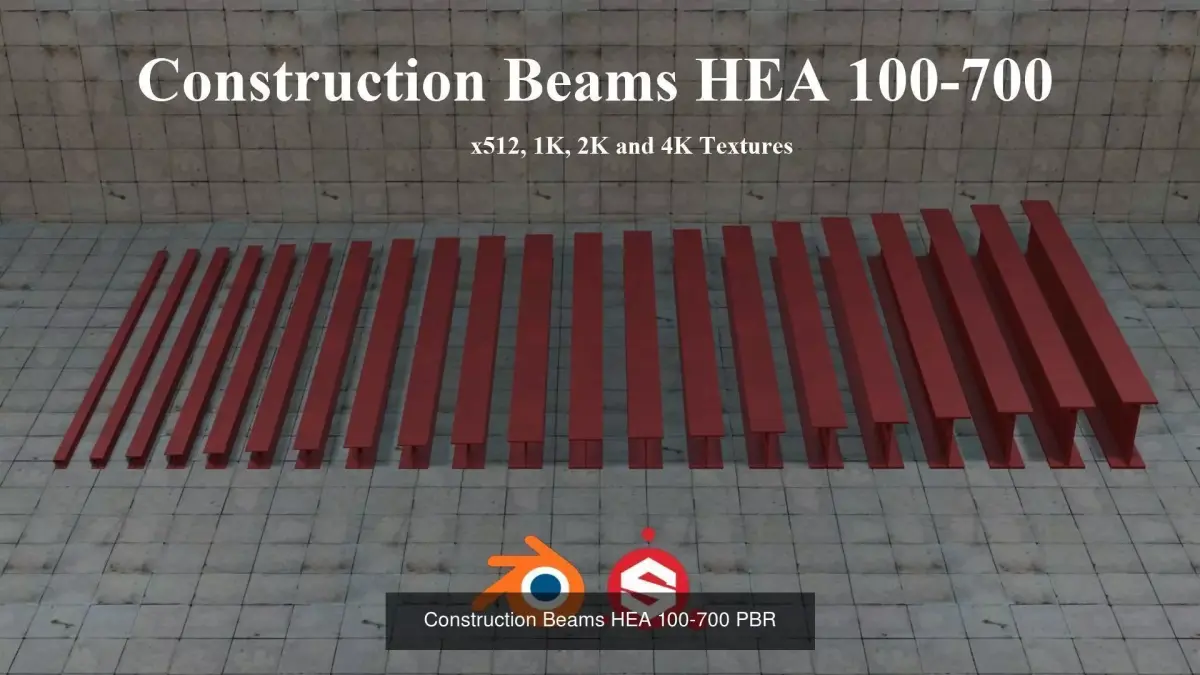 Construction Beams HEA and IPE PBR 3D Model Pack