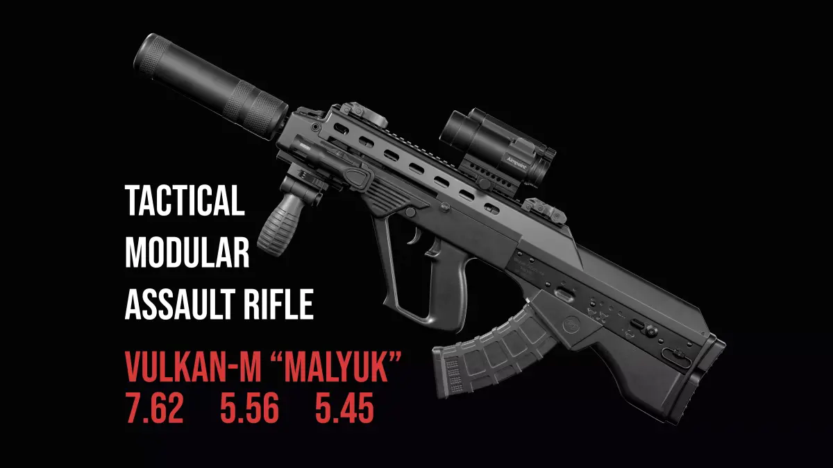 Tactical modular assault rifle Bullpup Vulkan Malyuk  Low-poly 3D model