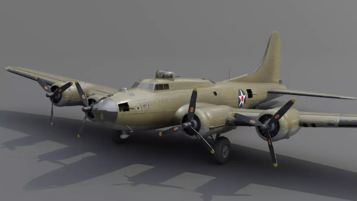 Boeing B-17f Flying Fortress Heavy bomber Low-poly 3D model